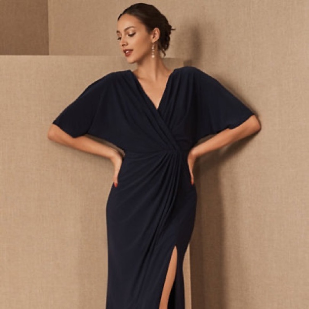 NEW BHLDN Thorton Jersey Gown Maxi Dress in Navy